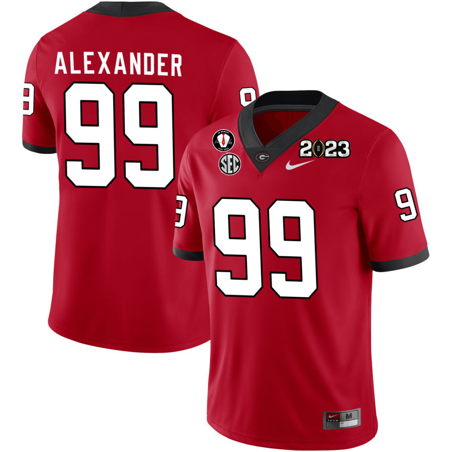 Georgia Bulldogs Men's Bear Alexander #99 Red 2022-23 CTP National Championship Stitched College UGA Football Jersey 23ZS011LB